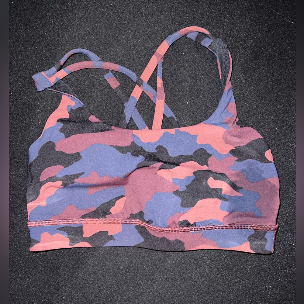 lululemon energy sports bra size 4 camo